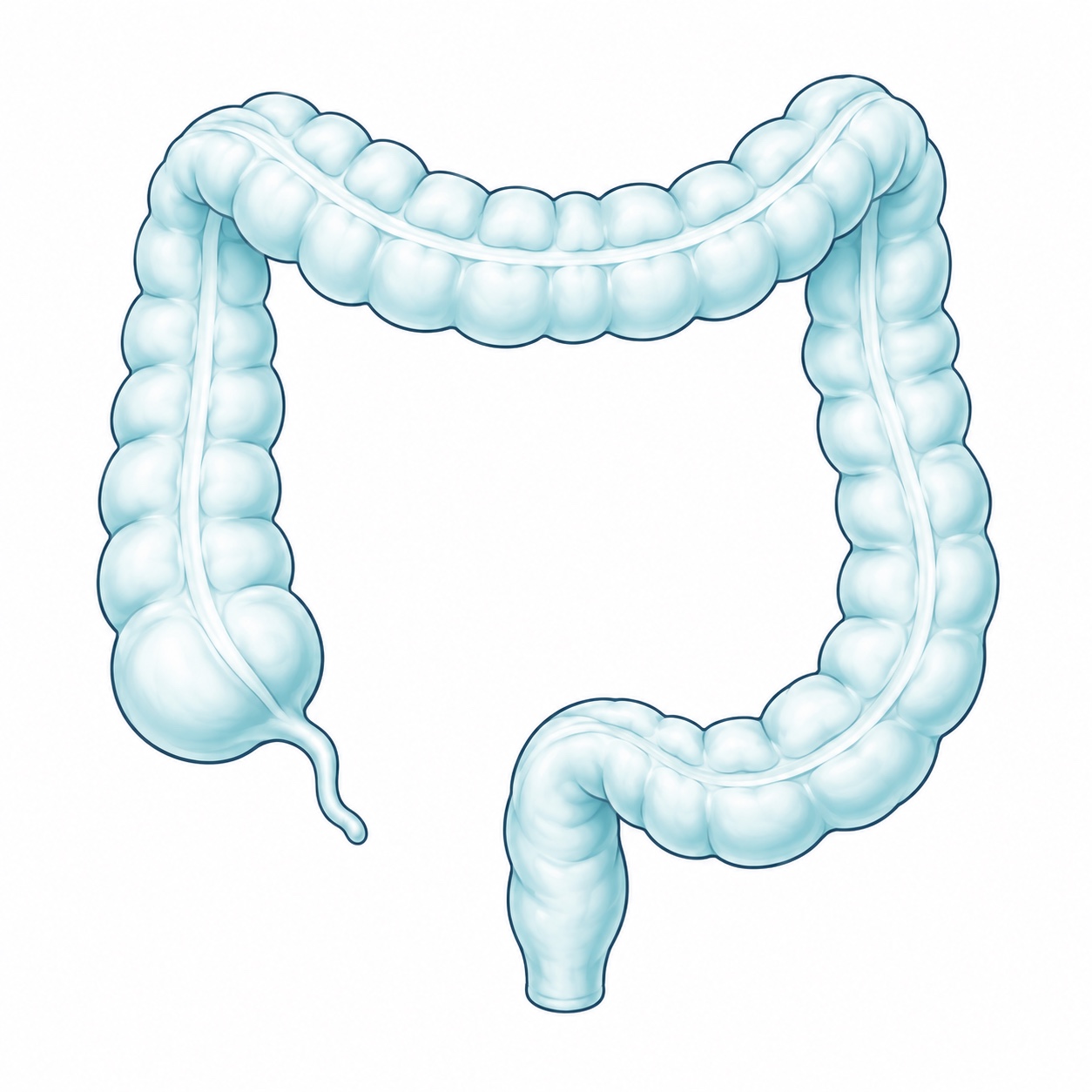 Esquema anatómico ilustrativo de colon o intestino grueso
