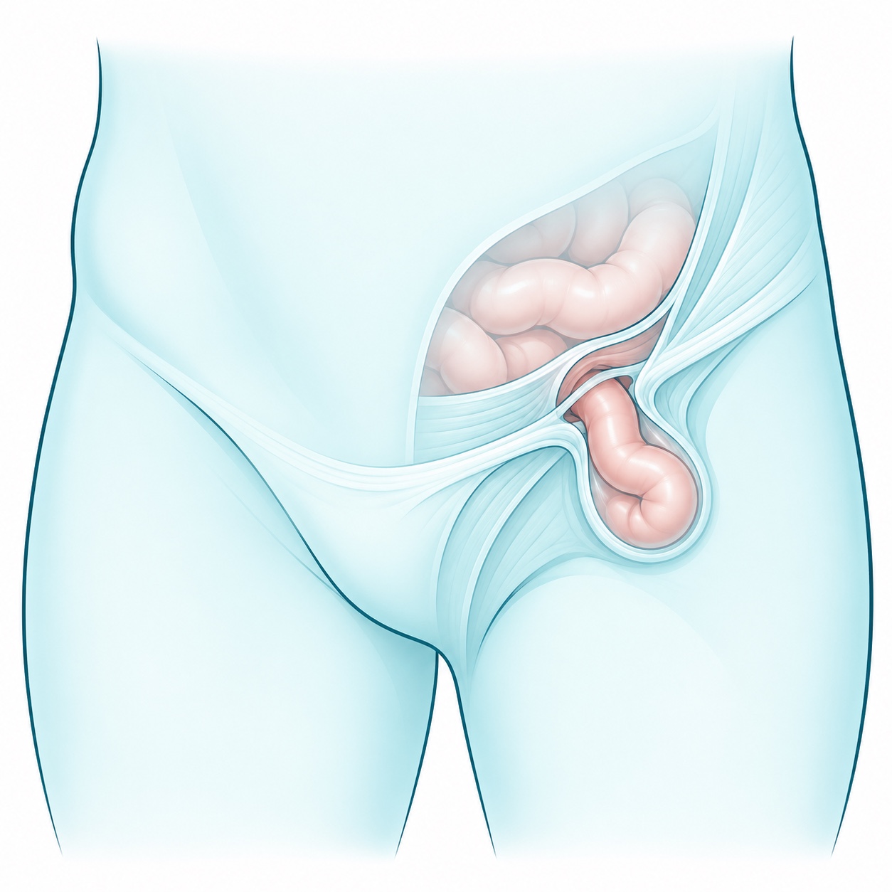 Esquema ilustrativo de hernias inguinales