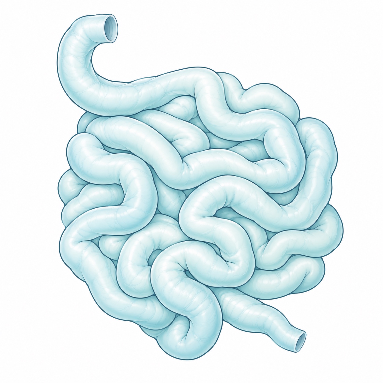 Esquema anatómico ilustrativo de intestino delgado