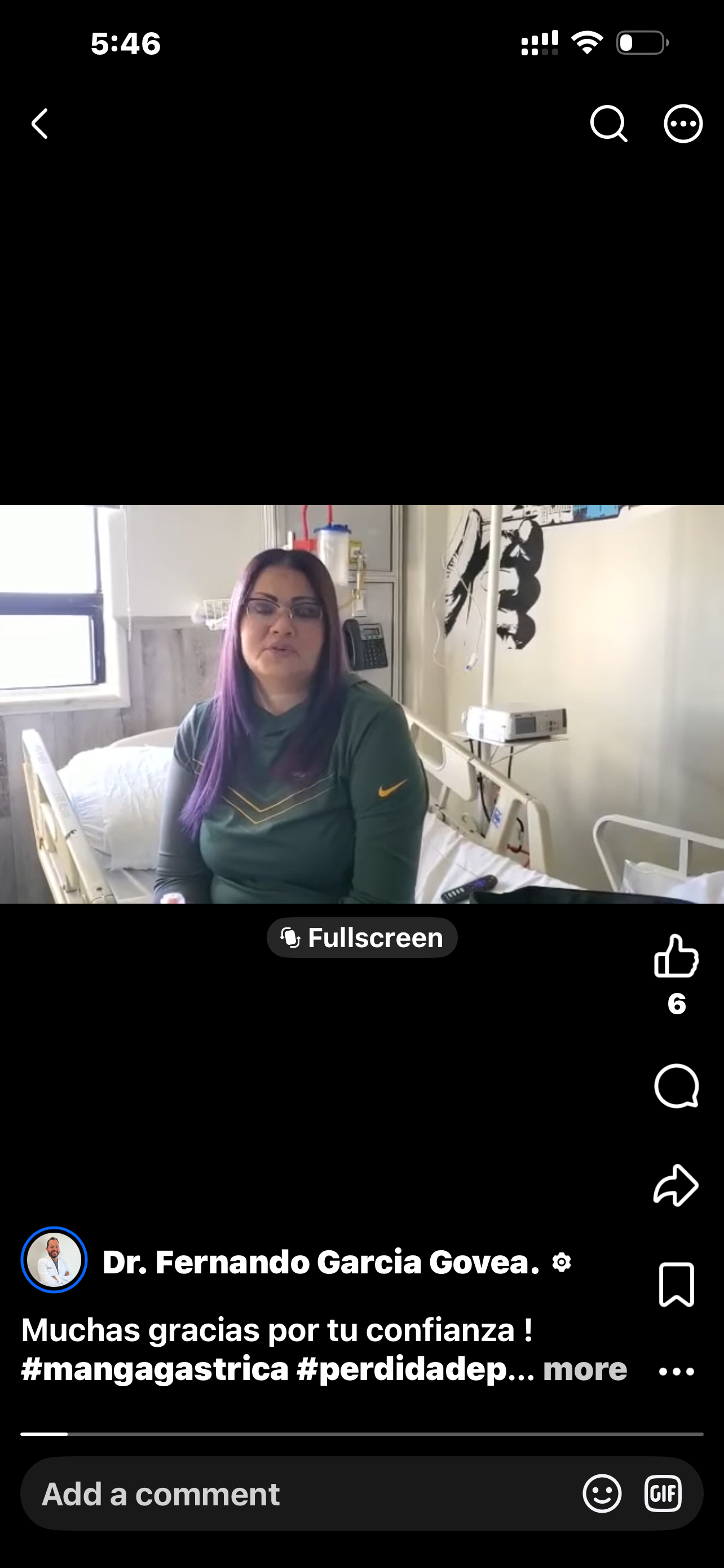 Portada del testimonio de una paciente en Facebook